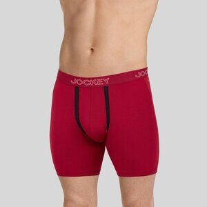 Jockey Generation Men's No Chafe Boxer Brief 3 Pack, Black/Red/Gray, Size S, NWT